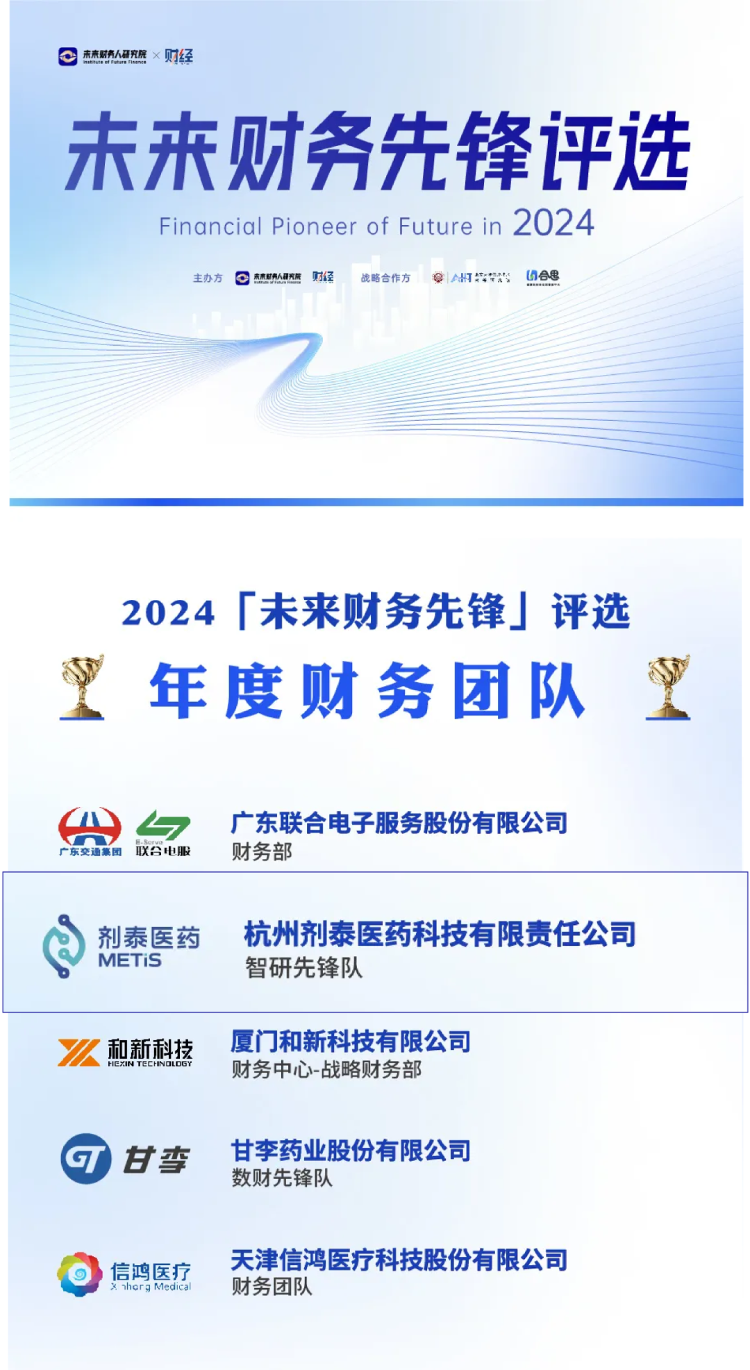 剂泰医药荣获2024「未来财务先锋」评选“年度财务团队”称号(图1)